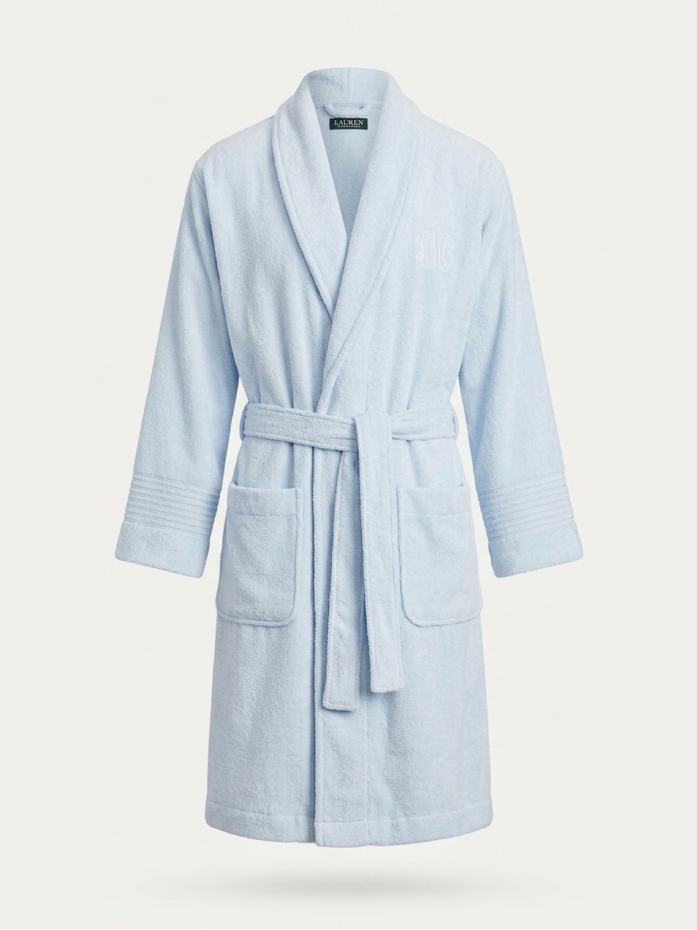 Ralph Lauren Light Blue Terry Bath Robe with Shawl Collar NWT $79 Beautiful